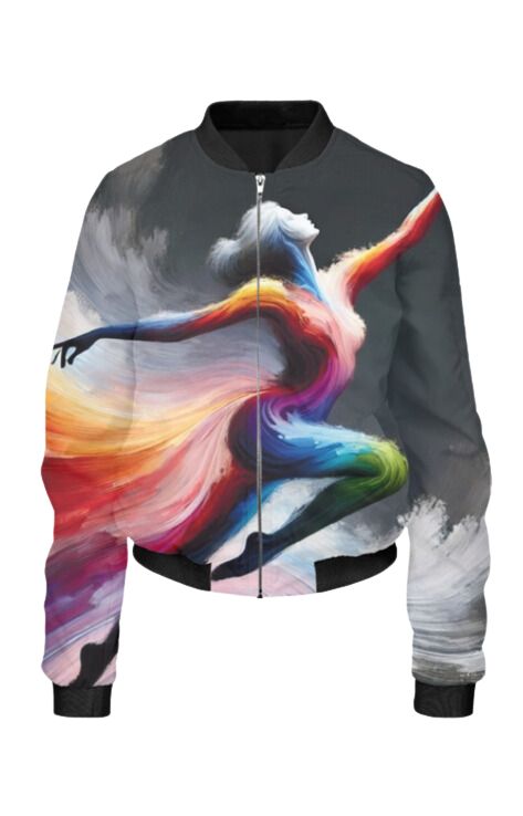 Elysian Hue - All Over Print Cropped Bomber Jacket For Women