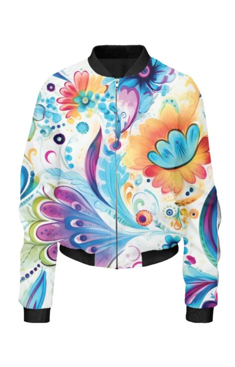 Paisley - All Over Print Cropped Bomber Jacket For Women