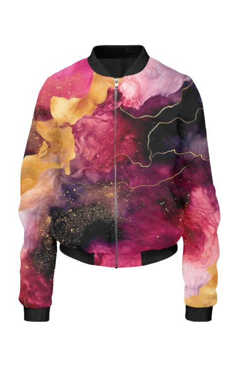 Fluid Art - All Over Print Cropped Bomber Jacket For Women