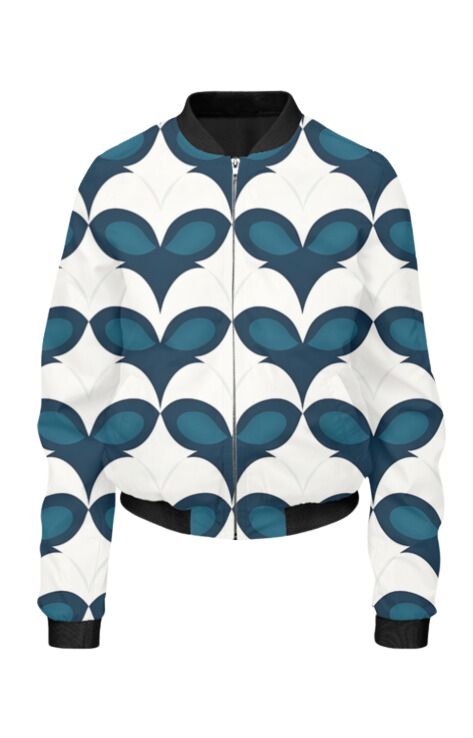 Heart  - All Over Print Cropped Bomber Jacket For Women