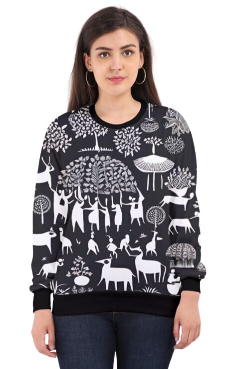 Warli - All Over Print Sweatshirt For Women Sweatshirt For College