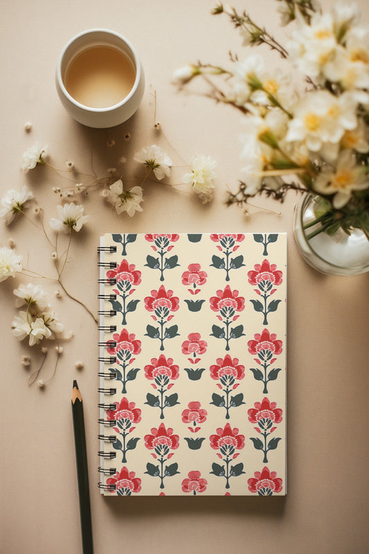 Ethnic Floral - Spiral Notepad A5 Ruled Notebook 120 Pages