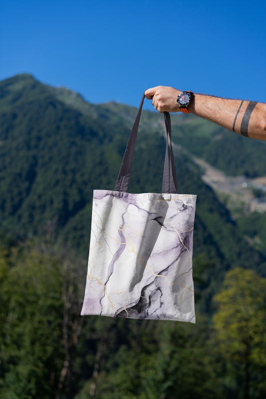 Marble - All Over Print Canvas Tote Bag With Zipper 15 x 17 inches