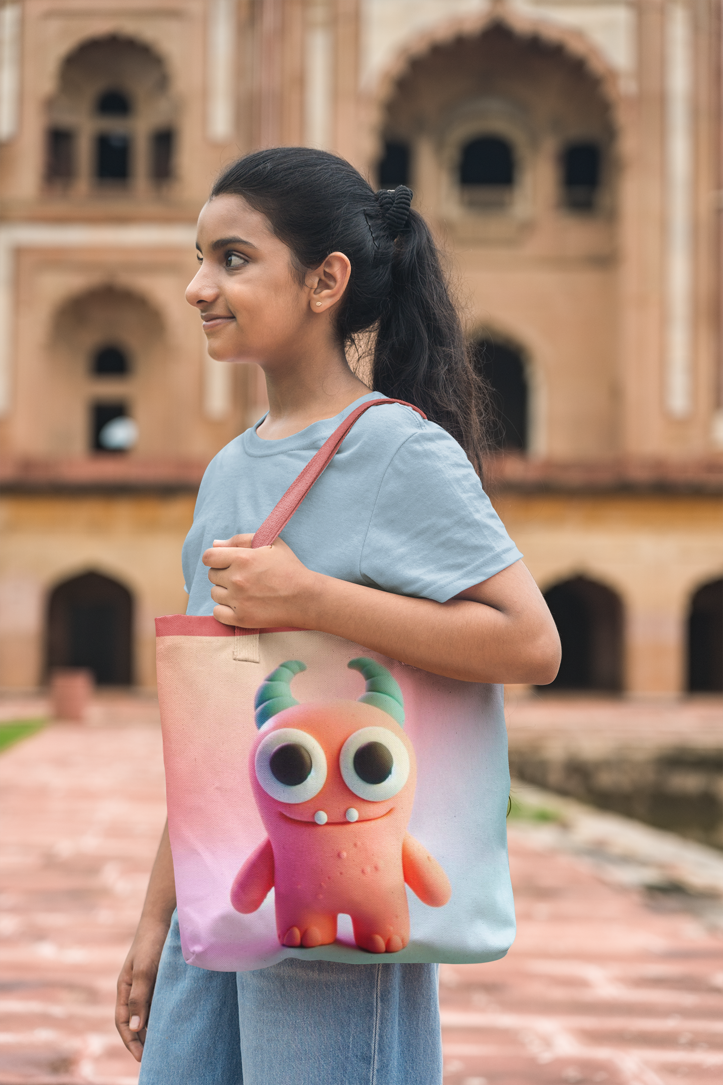Monster - All Over Print Canvas Tote Bag With Zipper 15 x 17 inches