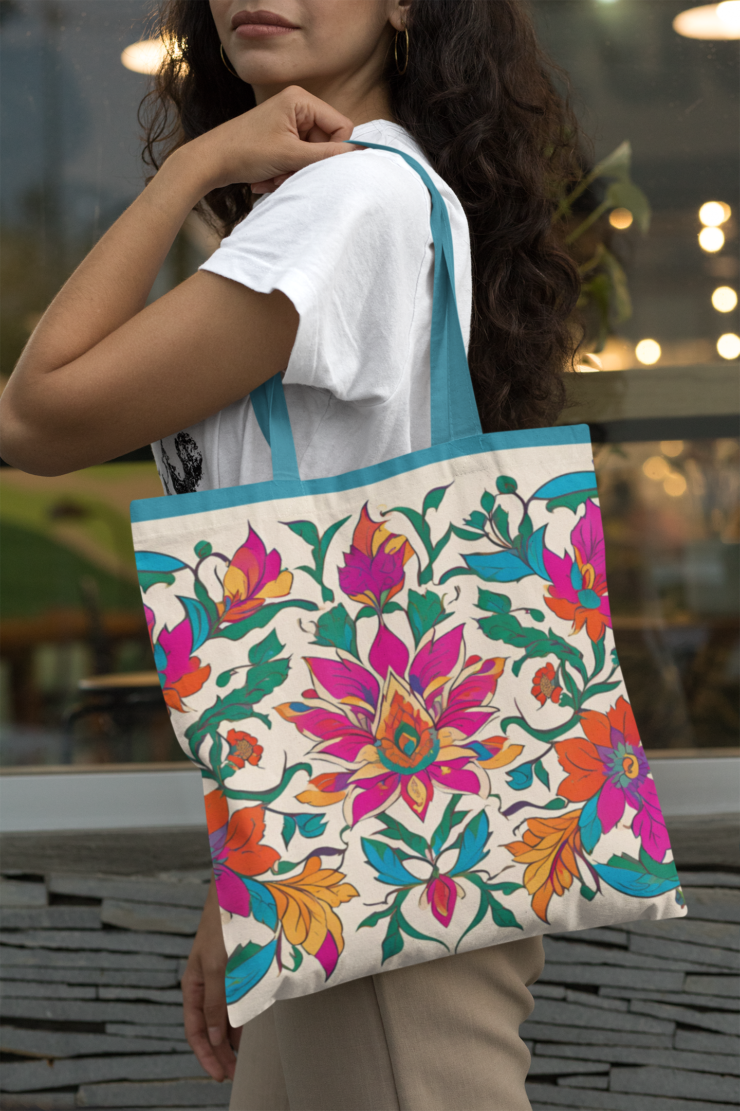 Ethnic - All Over Print Canvas Tote Bag With Zipper 15 x 17 inches