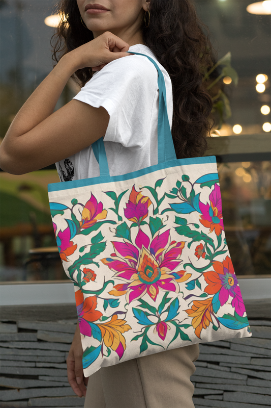 Ethnic - All Over Print Canvas Tote Bag With Zipper 15 x 17 inches