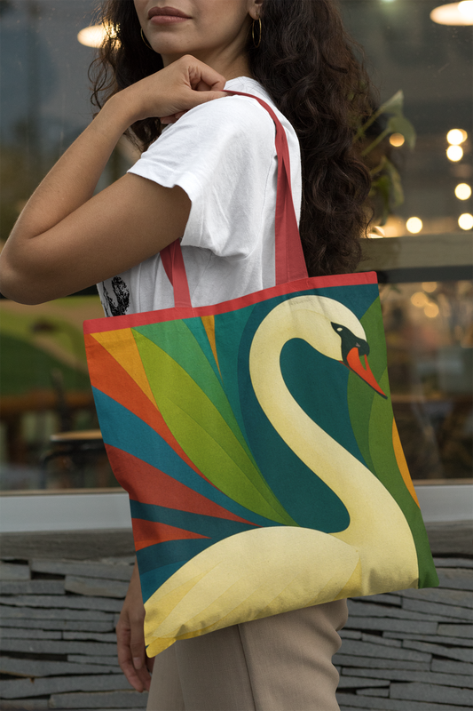 Elegant Swan - All Over Print Canvas Tote Bag With Zipper 15 x 17 inches