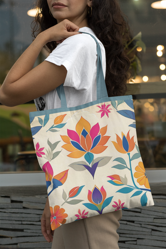 Ethnic - All Over Print Canvas Tote Bag With Zipper 15 x 17 inches