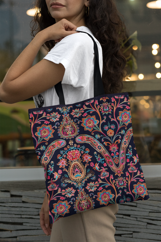 Indian Ethnic - All Over Print Canvas Tote Bag With Zipper 15 x 17 inches