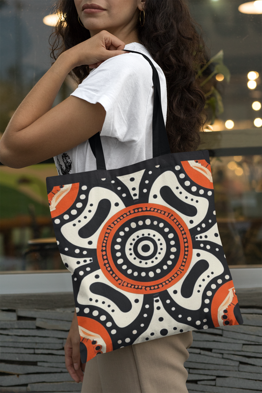 Aboriginal - All Over Print Canvas Tote Bag With Zipper 15 x 17 inches
