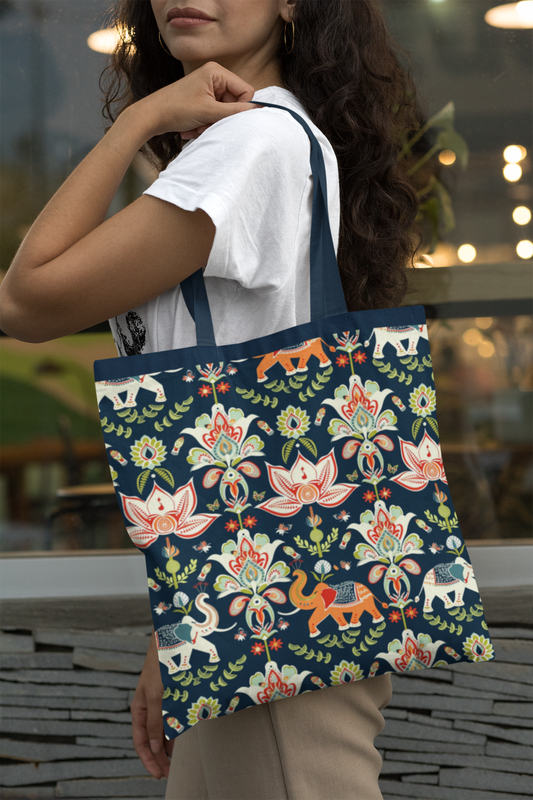 Ethnic - All Over Print Canvas Tote Bag With Zipper 15 x 17 inches