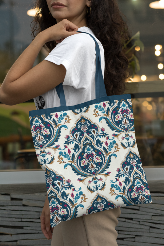 Indian Ethnic - All Over Print Canvas Tote Bag With Zipper 15 x 17 inches