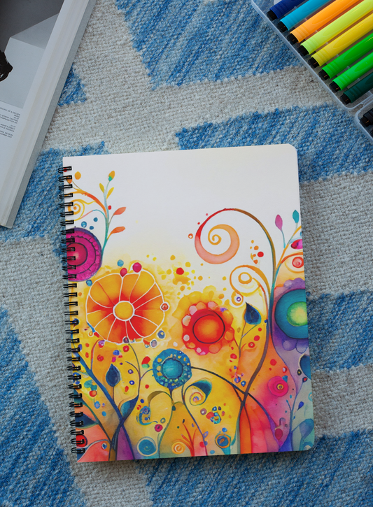 Watercolor Flower - Spiral Notepad A5 Unruled Notebook 120 Pages
