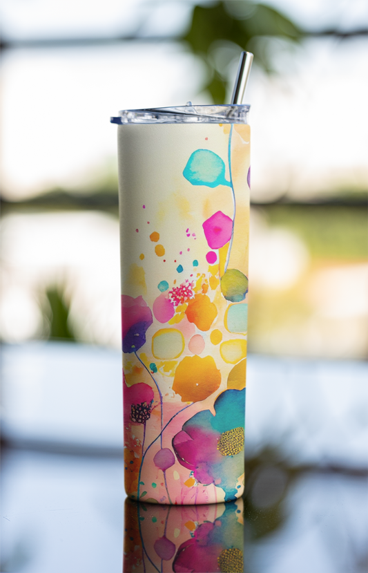 Watercolor Flower - Stainless Steel Tumbler Water Bottle 20 OZ(590ml) Coffee Tumbler
