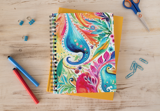 Paisley - Spiral Notepad A5 Unruled Notebook 120 Pages