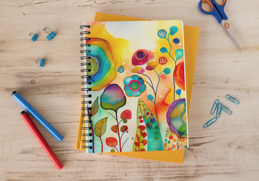 Watercolor Flower - Spiral Notepad A5 Unruled Notebook 120 Pages