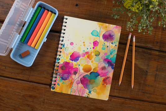 Watercolor Flower - Spiral Notepad A5 Unruled Notebook 120 Pages