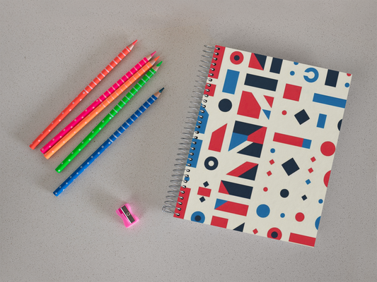 Abstract Geometric - Spiral Notepad A5 Unruled Notebook 120 Pages