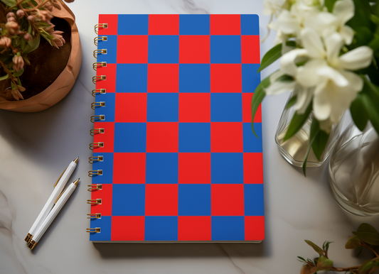 Blue and Red - Spiral Notepad A5 Unruled Notebook 120 Pages