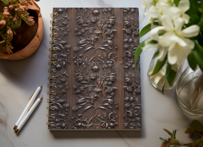 Wooden - Spiral Notepad A5 Unruled Notebook 120 Pages