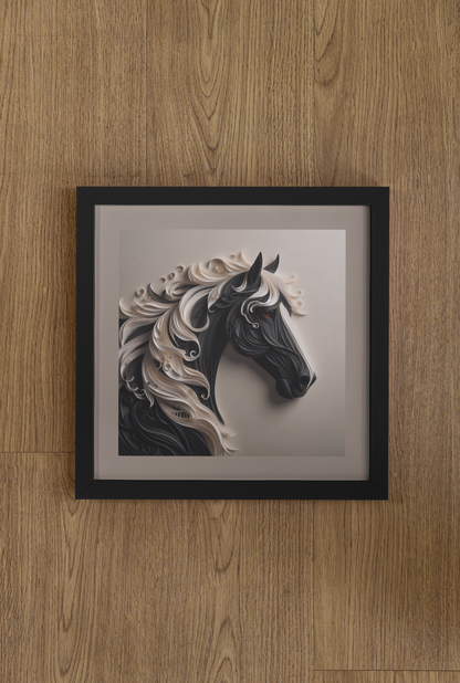 Quilled Horse - Wall Art Hanging For Home Decor ( 14 x 14 inches)
