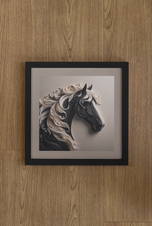 Quilled Horse - Wall Art Hanging For Home Decor ( 14 x 14 inches)