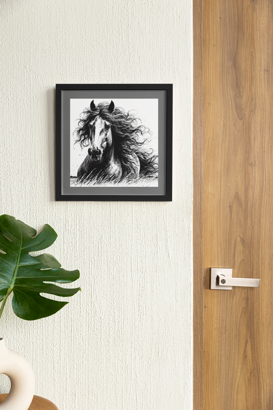Black Stallion - Wall Art Hanging For Home Decor ( 14 x 14 inches)
