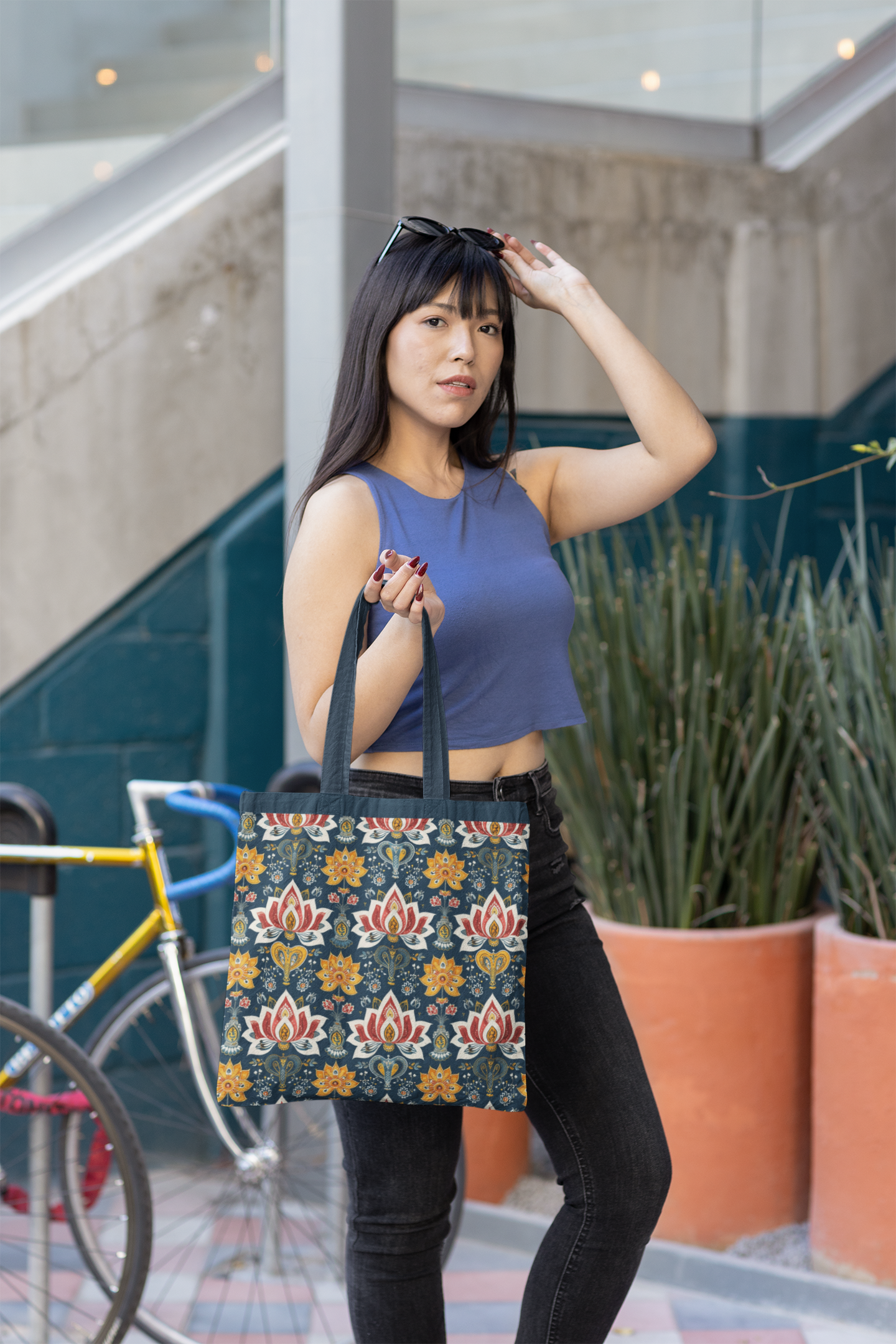 Ethnic - All Over Print Canvas Tote Bag With Zipper 15 x 17 inches