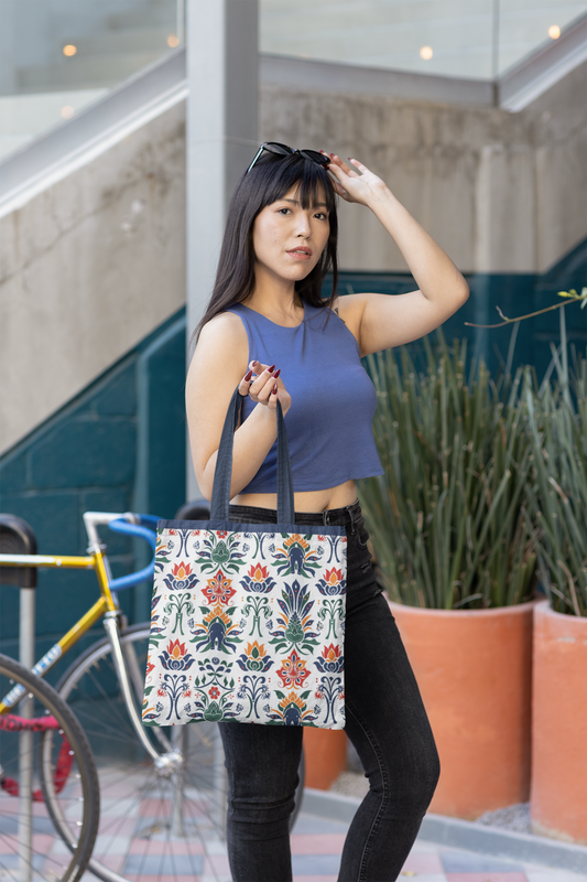 Ethnic - All Over Print Canvas Tote Bag With Zipper 15 x 17 inches