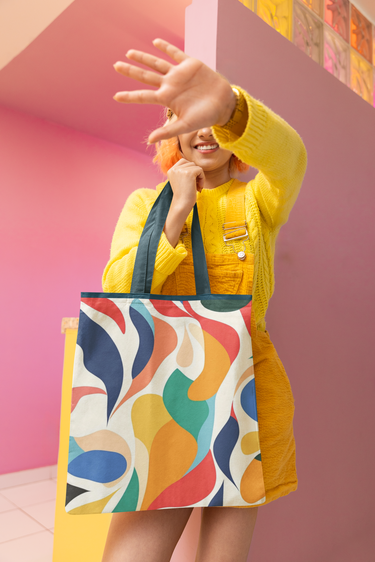 Abstract - All Over Print Canvas Tote Bag With Zipper 15 x 17 inches