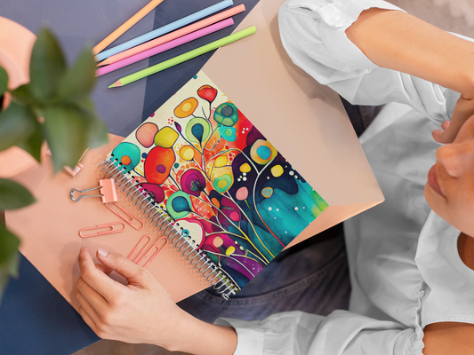 Watercolor Flower - Spiral Notepad A5 Unruled Notebook 120 Pages