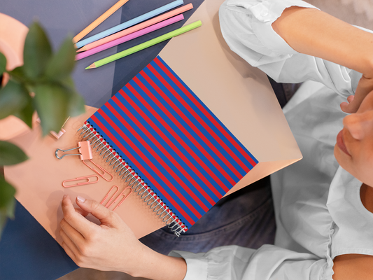 Red and Blue - Spiral Notepad A5 Unruled Notebook 120 Pages