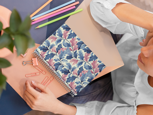 Pastel Leaf - Spiral Notepad A5 Unruled Notebook 120 Pages
