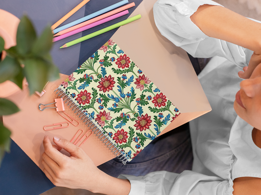 Ethnic Floral - Spiral Notepad A5 Unruled Notebook 120 Pages