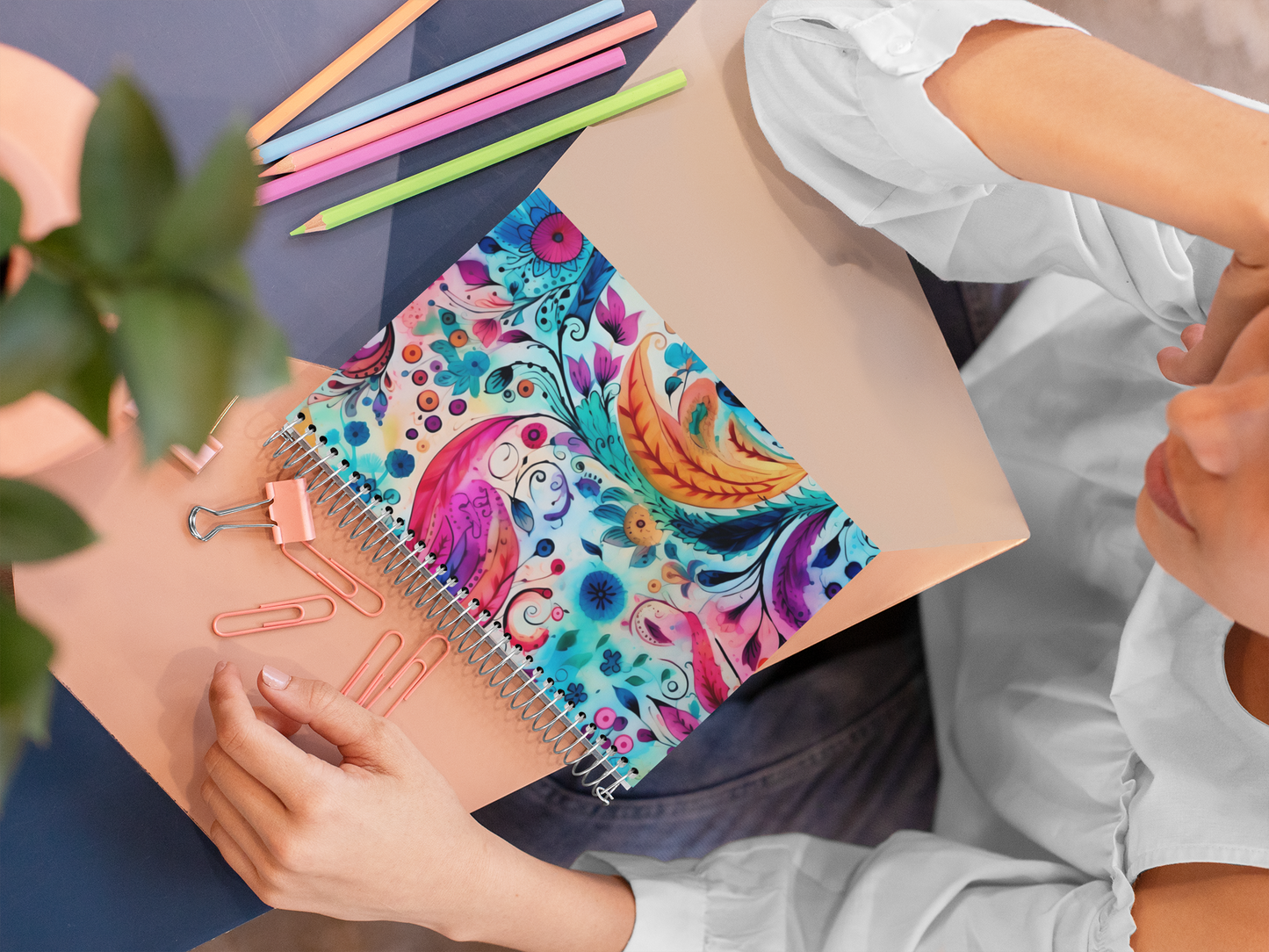 Paisley - Spiral Notepad A5 Unruled Notebook 120 Pages