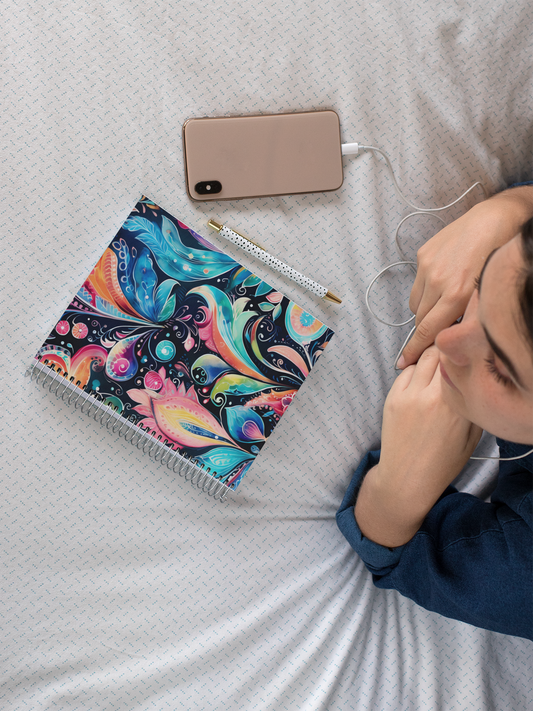 Paisley - Spiral Notepad A5 Unruled Notebook 120 Pages