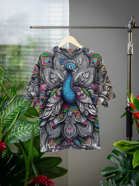 Peacock - All Over Print Oversized Tshirt For Men And Women Designer Unisex Tshirt