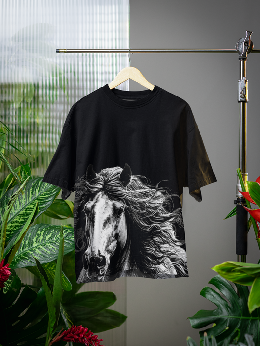 Black Stallion - All Over Print Oversized Tshirt For Men And Women Designer Unisex Tshirt