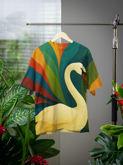 Elegant Swan - All Over Print Oversized Tshirt For Men And Women Designer Unisex Tshirt