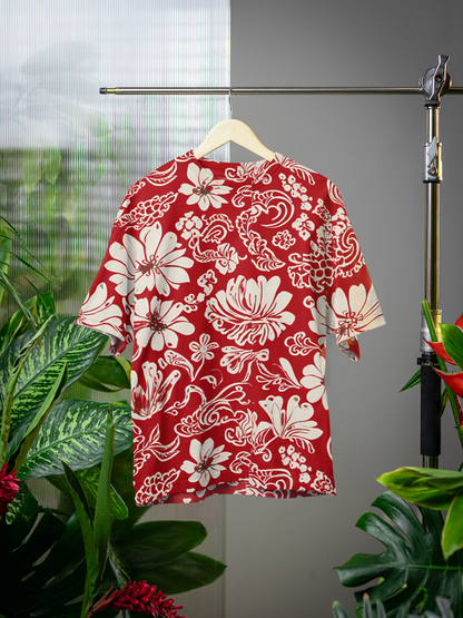 Monochrome Petals - All Over Print Oversized Tshirt For Men And Women Designer Unisex Tshirt