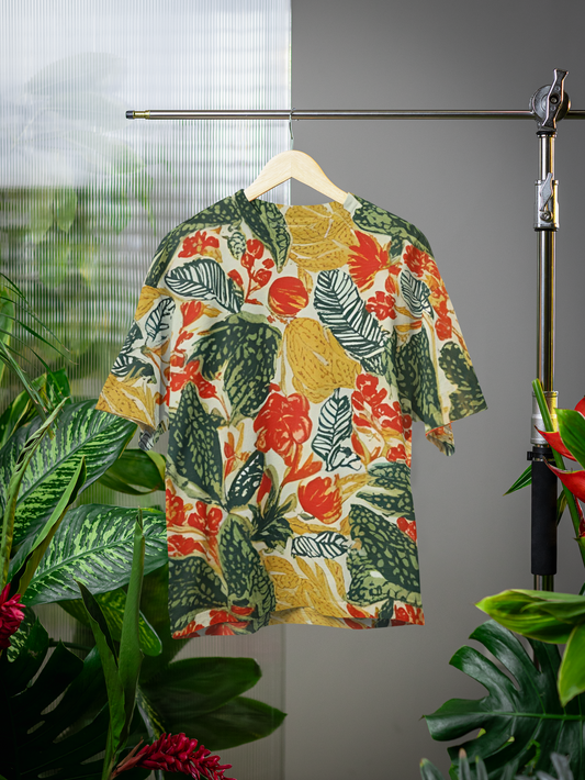 Threaded Blossoms - All Over Print Oversized Tshirt For Men And Women Designer Unisex Tshirt