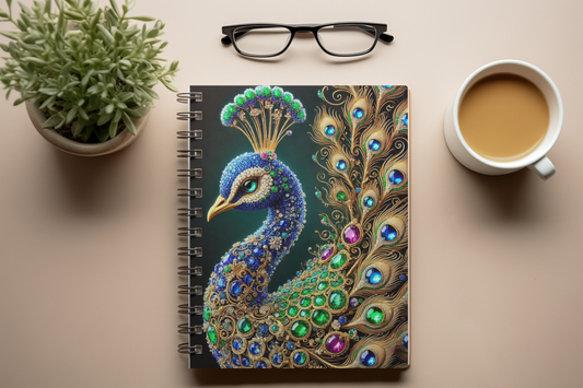 Peacock - Spiral Notepad A5 Unruled Notebook 120 Pages