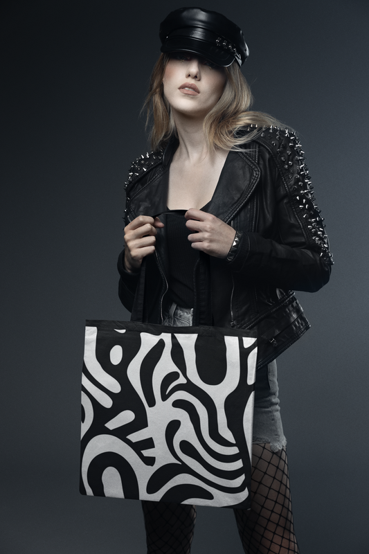 Abstract - All Over Print Canvas Tote Bag With Zipper 15 x 17 inches