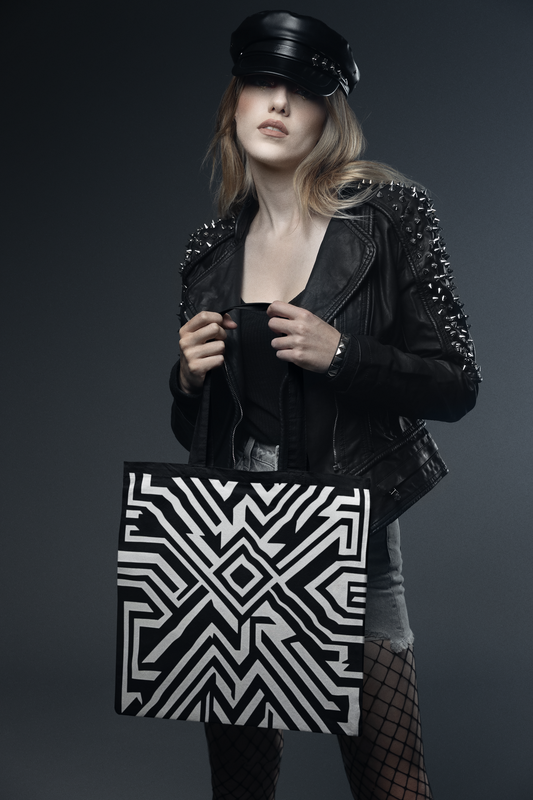 Geometric - All Over Print Canvas Tote Bag With Zipper 15 x 17 inches