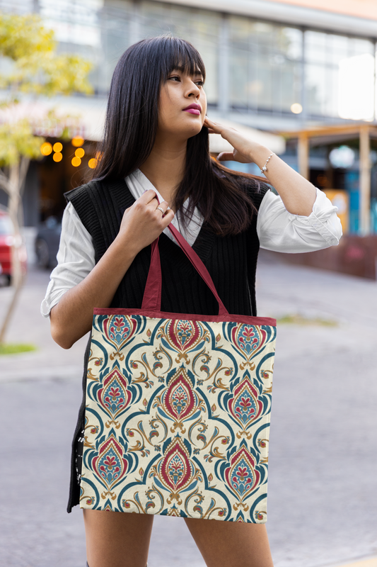 Indian Ethnic - All Over Print Canvas Tote Bag With Zipper 15 x 17 inches