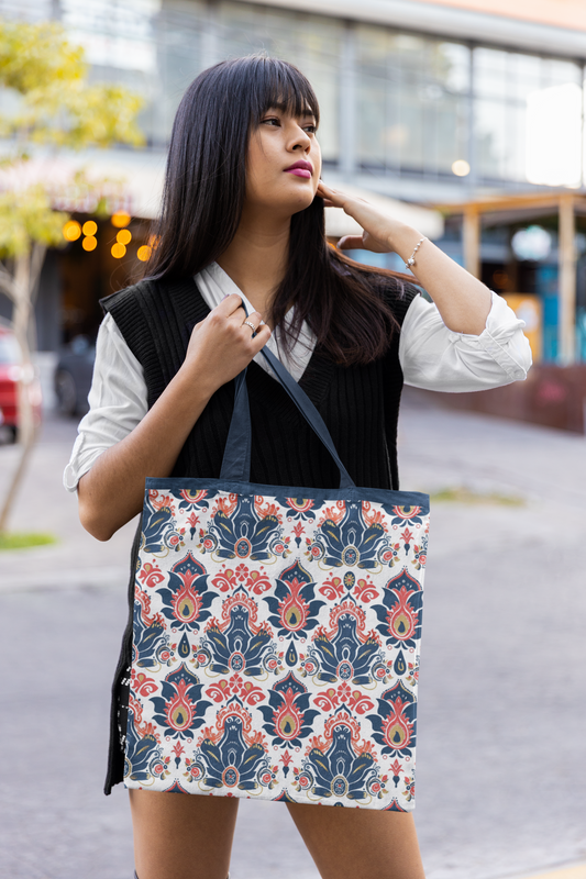 Ethnic - All Over Print Canvas Tote Bag With Zipper 15 x 17 inches