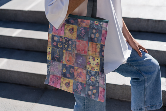 Cross Stich - All Over Print Canvas Tote Bag With Zipper 15 x 17 inches