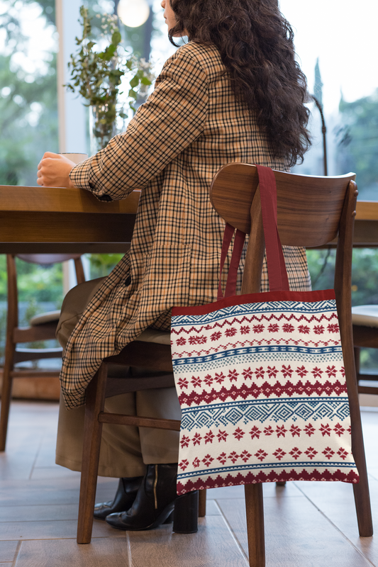 Knit - All Over Print Canvas Tote Bag With Zipper 15 x 17 inches