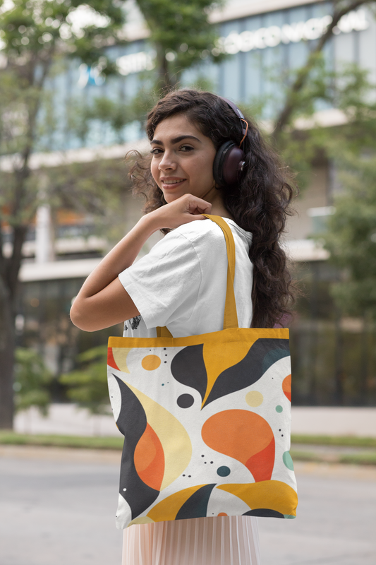 Abstract - All Over Print Canvas Tote Bag With Zipper 15 x 17 inches