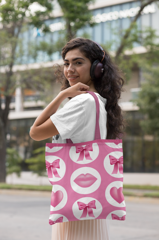 Coquette - All Over Print Canvas Tote Bag With Zipper 15 x 17 inches